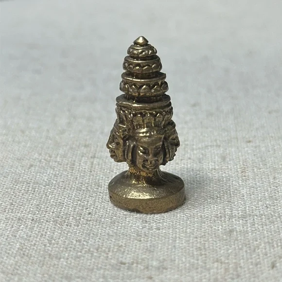 Mini Four Face Buddha Gold Decorative Figurine Knick Knack Collectible Vintage - Picture 1 of 7